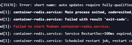 [Podman] Error: short name: auto updates require fully-qualified image reference
